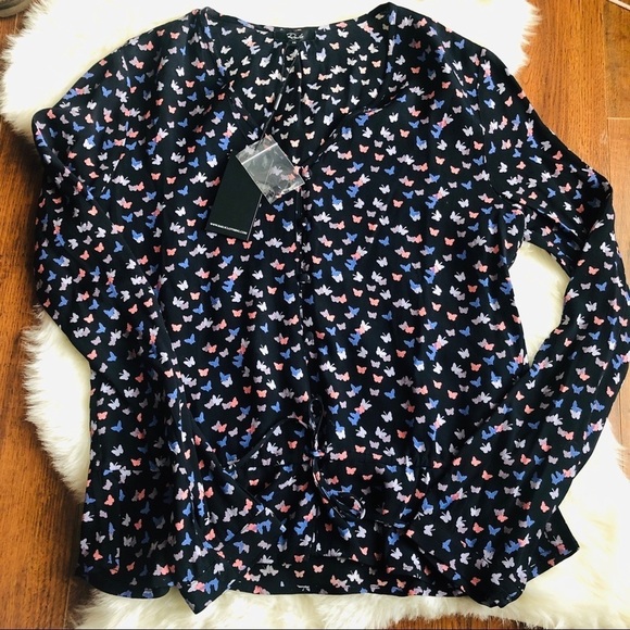 Beaux Ruffle Waist Blouse in print Mariposa - Picture 1 of 6